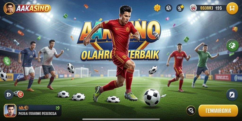 Screenshot AAKASINO menunjukkan momen seru dalam permainan sepak bola.