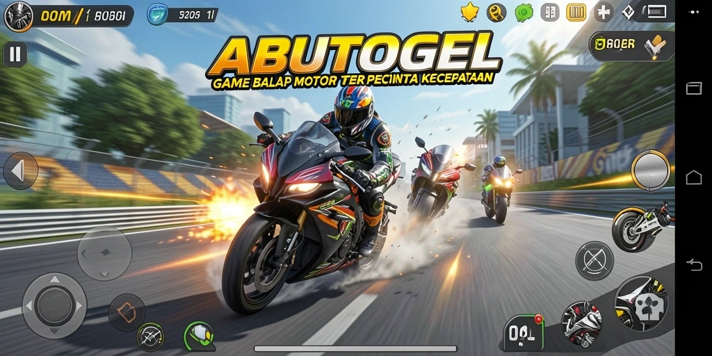 Gameplay menarik ABUTOGEL dengan aksi balap motor yang seru.