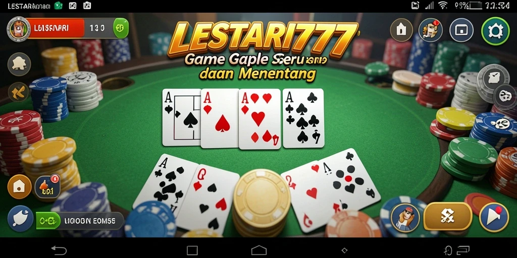 Screenshot gameplay LESTARI777 menunjukkan suasana seru permainan Gaple.