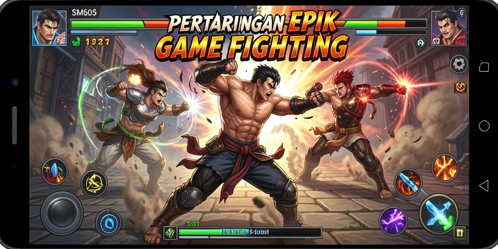 Gameplay SM605 yang intens dengan aksi pertarungan yang menegangkan.