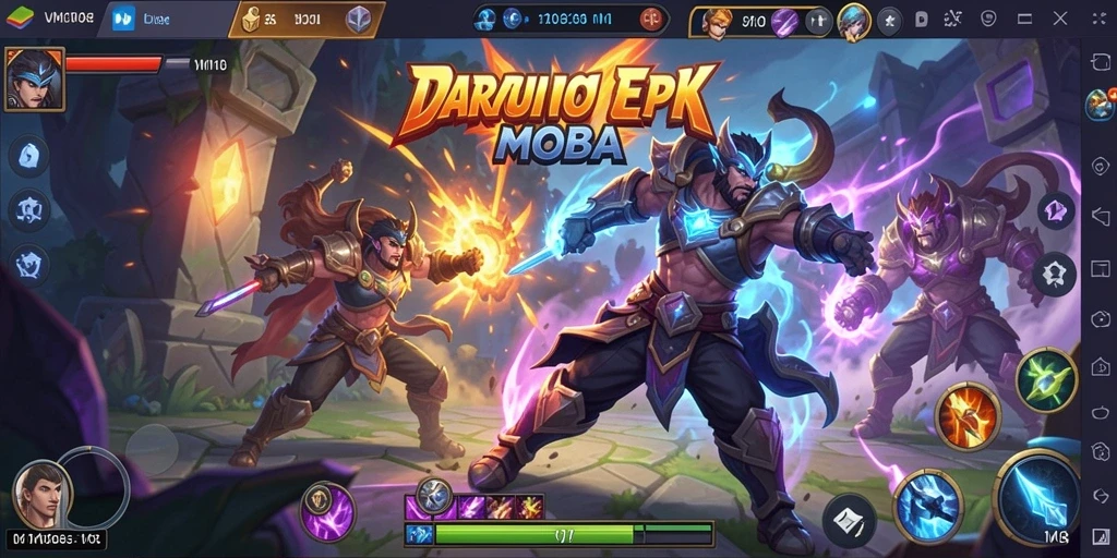 Screenshot menampilkan aksi seru gameplay MOBA di VM108.