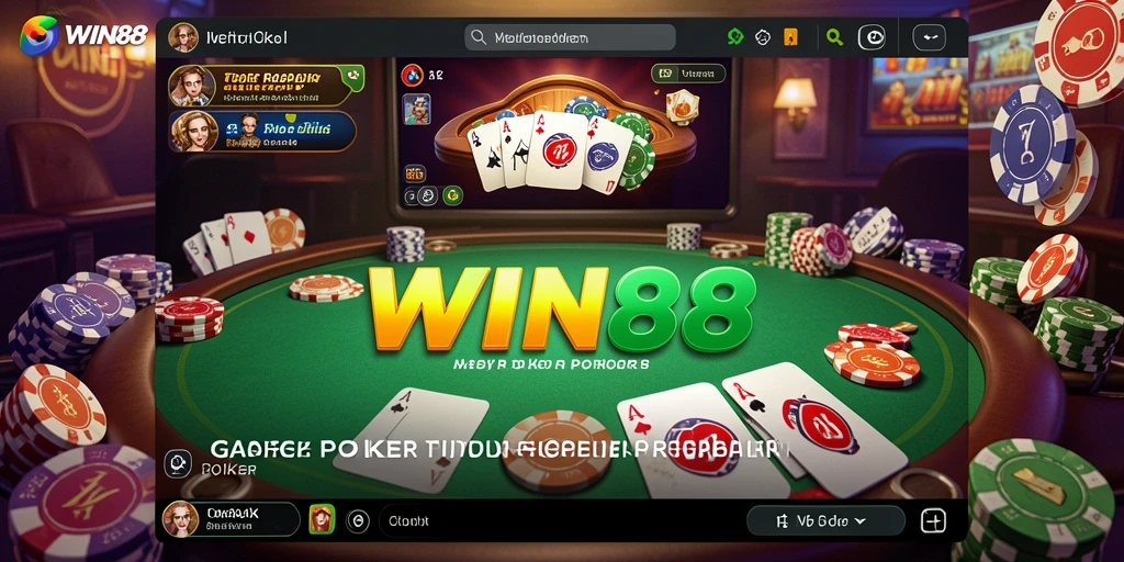 Tampilan menarik dari gameplay Poker di WIN88.